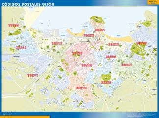 Gijon códigos postales enmarcado plastificado 