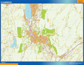 Mapa Chambery en Francia enmarcado plastificado