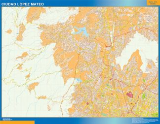 Mapa Ciudad Lopez Mateo en Mexico enmarcado plastificado