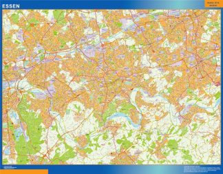 Mapa Essen en Alemania enmarcado plastificado 