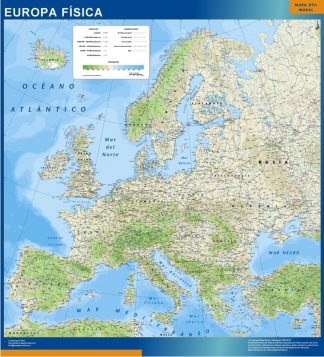 Mapa Europa Fisico enmarcado plastificado 