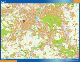 Mapa Evry en Francia enmarcado plastificado 