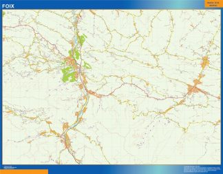 Mapa Foix en Francia enmarcado plastificado