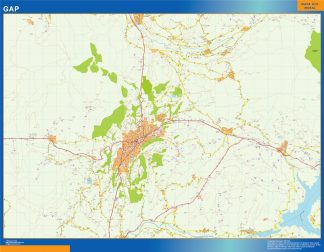 Mapa Gap en Francia enmarcado plastificado