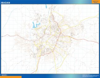 Mapa Ibadan en Nigeria enmarcado plastificado 