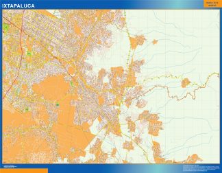 Mapa Ixtapaluca en Mexico enmarcado plastificado 