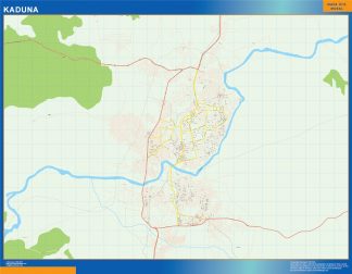 Mapa Kaduna en Nigeria enmarcado plastificado 