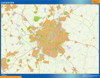 Mapa Leicester enmarcado plastificado 
