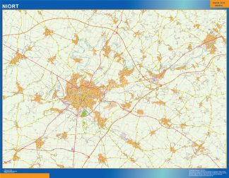 Mapa Niort en Francia enmarcado plastificado 