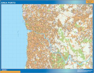 Mapa Porto área urbana enmarcado plastificado 