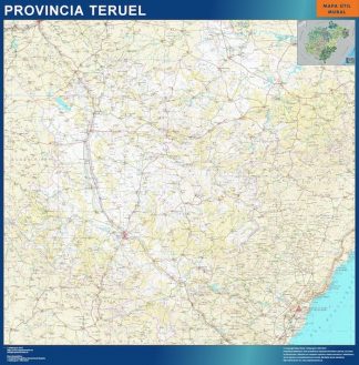 Mapa Provincia Teruel enmarcado plastificado