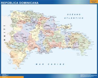 Mapa Republica Dominicana enmarcado plastificado 