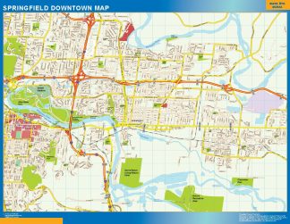 Mapa Springfield downtown enmarcado plastificado
