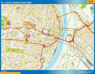 Mapa St Louis downtown enmarcado plastificado
