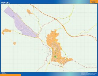 Mapa Teruel callejero enmarcado plastificado 