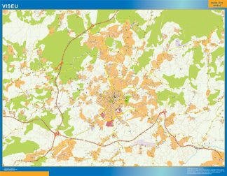Mapa Viseu en Portugal enmarcado plastificado 
