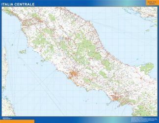 Mapa centro Italia carreteras enmarcado plastificado 