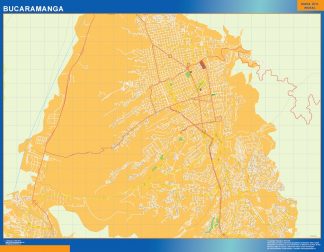 Mapa de Bucaramanga en Colombia enmarcado plastificado 