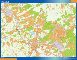 Mapa de Hasselt en Bélgica enmarcado plastificado 
