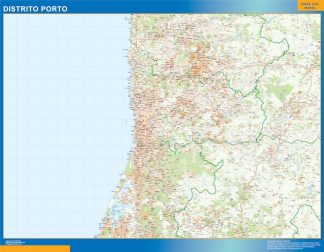 Mapa distrito Porto enmarcado plastificado 