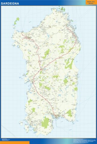 Mapa región Sardegna enmarcado plastificado 