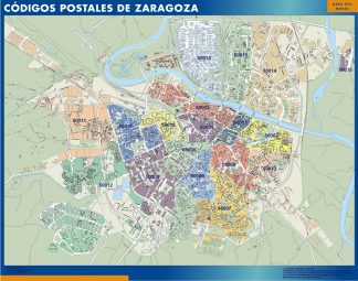 Zaragoza códigos postales enmarcado plastificado 